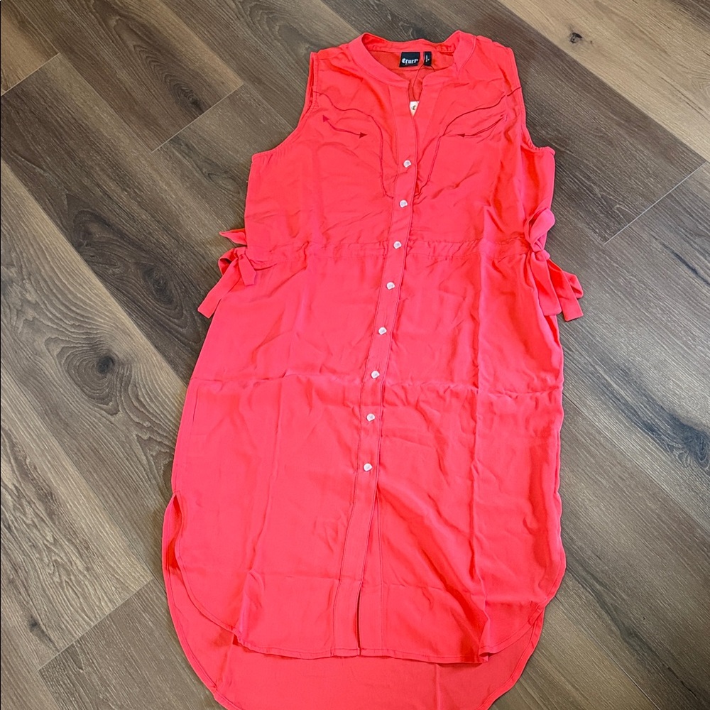 Cruel Girl Sleeveless Coral Button-Down Dress
